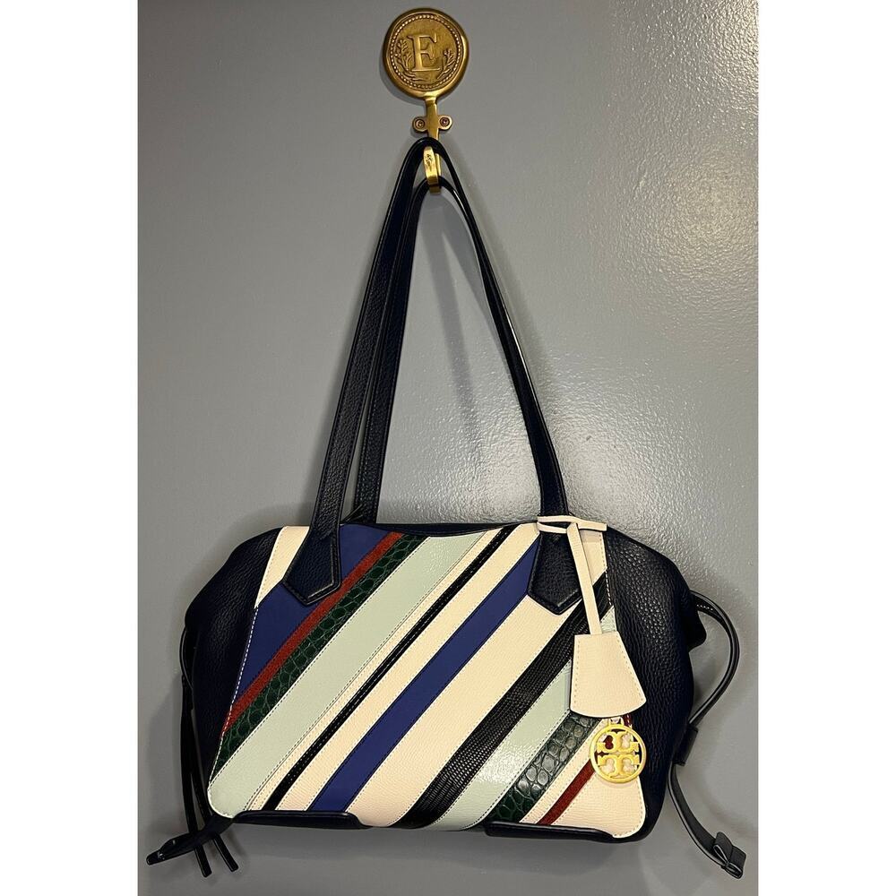 EUC Tory Burch Perry Balloon Multicolored Stripe Handbag